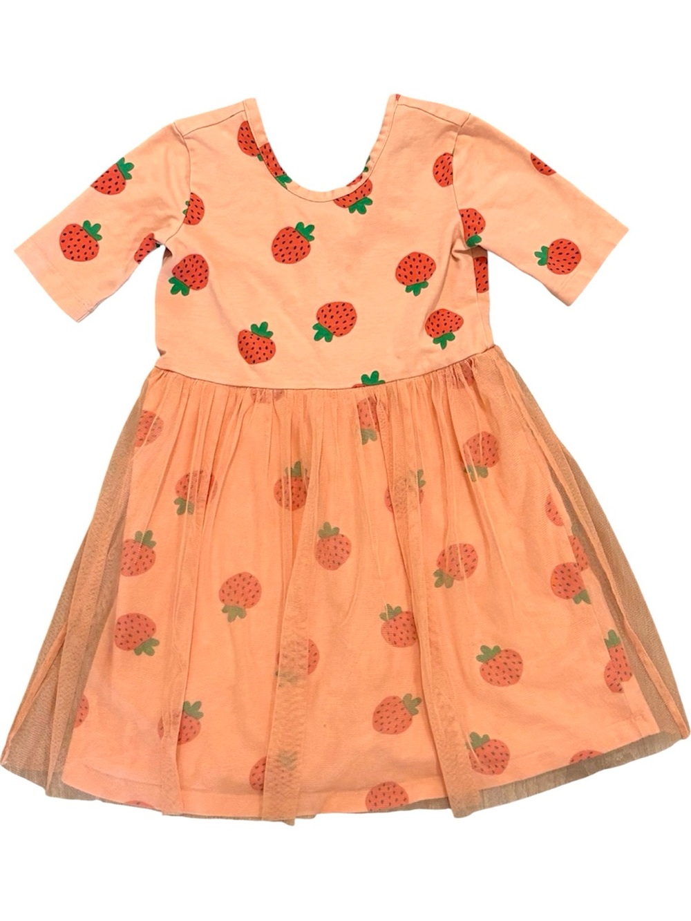 Hanna Andersson Peach Dress with Strawberry Print